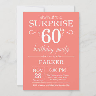 Invitation d'anniversaire surprise 60 ans Corail