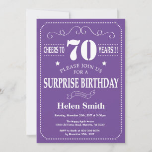 Invitation d'anniversaire surprise 70 ans violet e