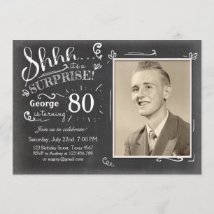 Invitation d'anniversaire surprise 80 Chalkboard R