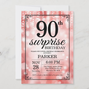 Invitation d'anniversaire surprise 90 ans paillett