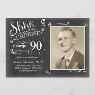 Invitation d'anniversaire surprise 90 Chalkboard R
