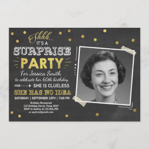 Invitation d'anniversaire surprise Chalkboard Gold