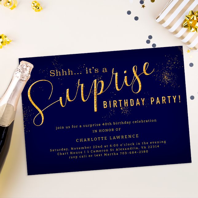 Invitation d'anniversaire surprise - Marine & Part (Surprise Birthday Party Invitation )