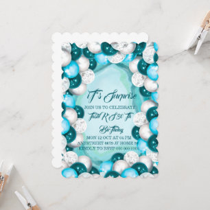 Invitation d'anniversaire surprise turquoise, anni