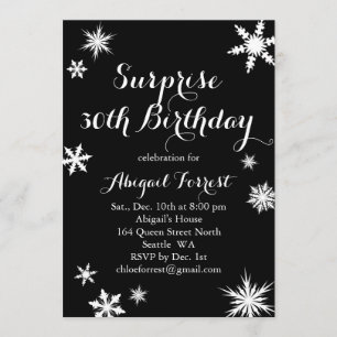 Invitation d'anniversaire Surprise Winter - noir