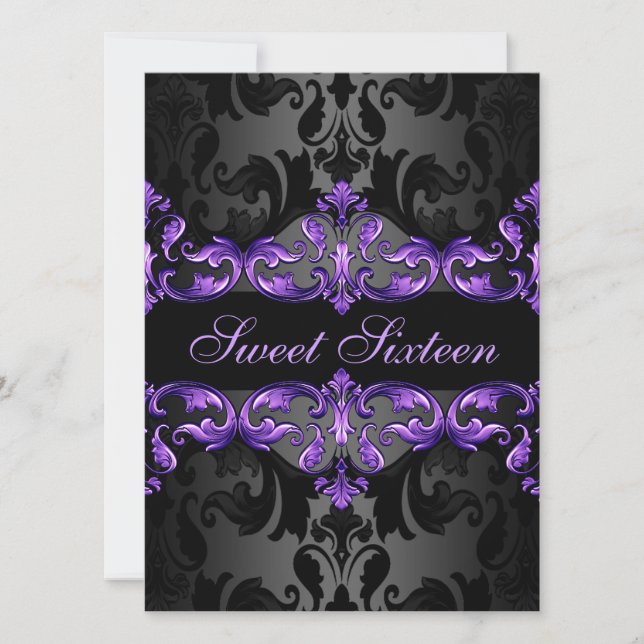 Invitation d'anniversaire Sweet16 Purple Princess  (Devant)
