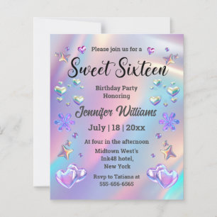 Invitation d'anniversaire Sweet 16 3D holographiqu