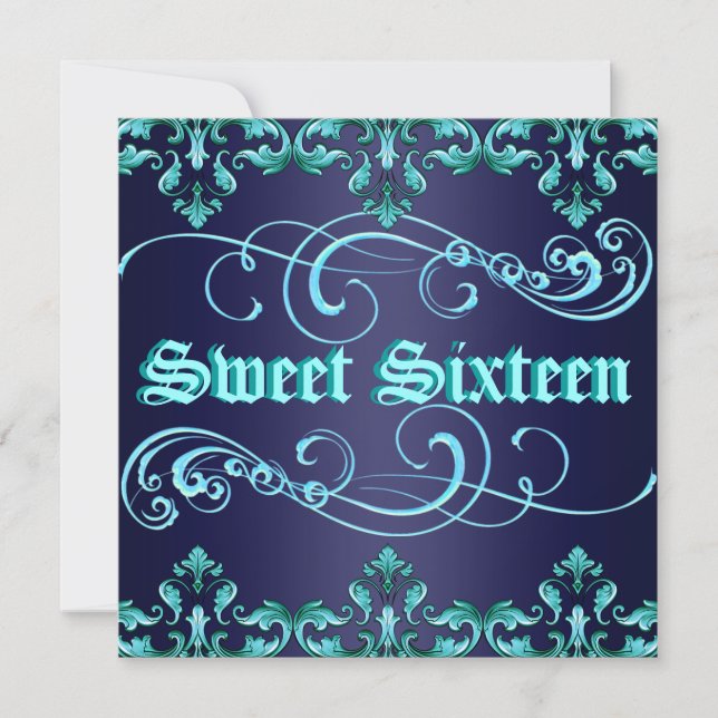 Invitation d'anniversaire Sweet 16 avec impression (Devant)