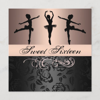 Invitation d'anniversaire Sweet 16 Ballerine Rose/