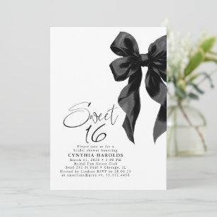 Invitation d'anniversaire Sweet 16 Black Bow