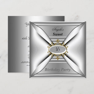 Invitation d'anniversaire Sweet 16 Chrome Blanc