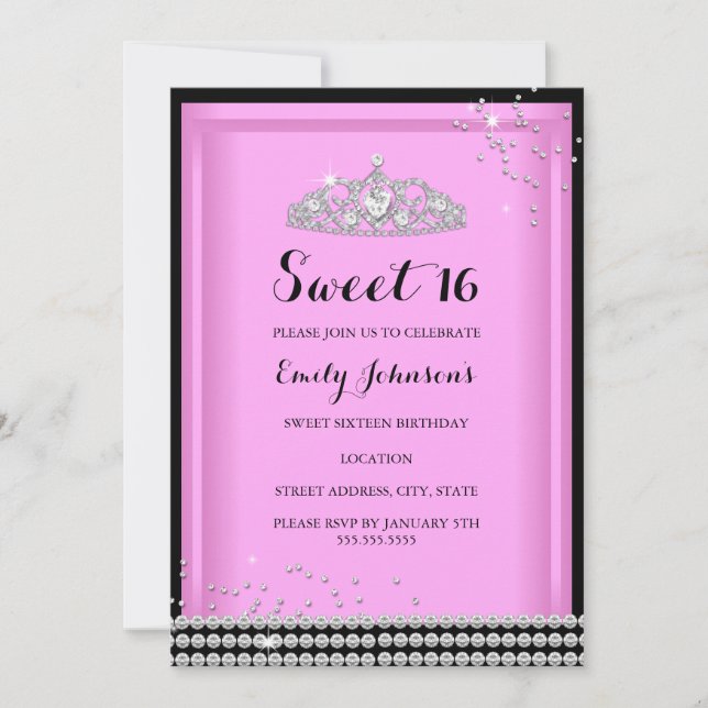 Invitation d'anniversaire Sweet 16 Couronne de sci (Devant)
