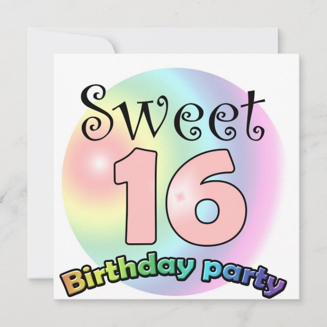 Invitation d'anniversaire Sweet 16 personnalisée (Devant)