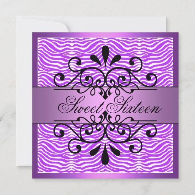 Invitation d'anniversaire Sweet 16 rayures zèbres  (Devant)