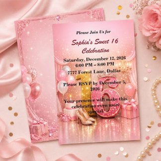 Invitation d'anniversaire Sweet 16 Rose Gold