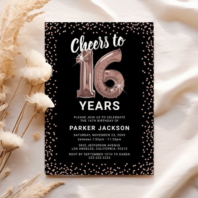 Invitation d'anniversaire Sweet 16 Rose Gold (Créateur téléchargé)