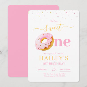 Invitation d'anniversaire Sweet One Donuts, 1er an