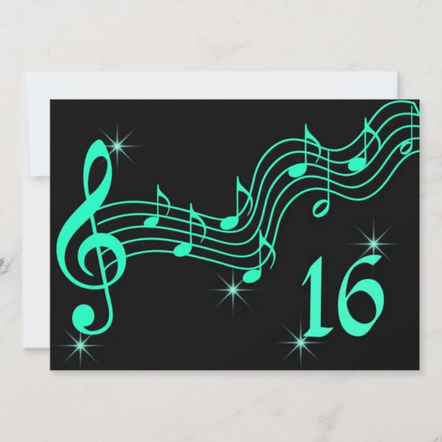 Invitation d'anniversaire Sweet Sixteen Notes de m (Devant)