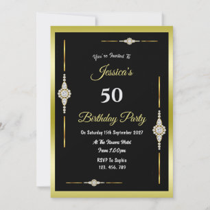 Invitation d'anniversaire symétrique or et diamant