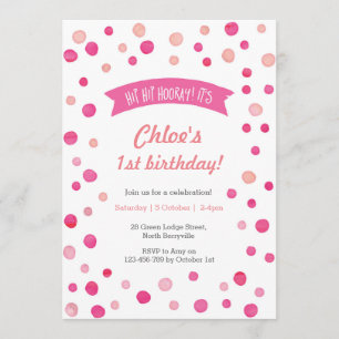 Invitation d'anniversaire   Taches de confetti ros