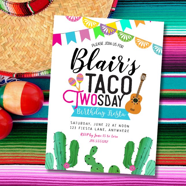 Invitation d'anniversaire Taco Twosday (Créateur téléchargé)