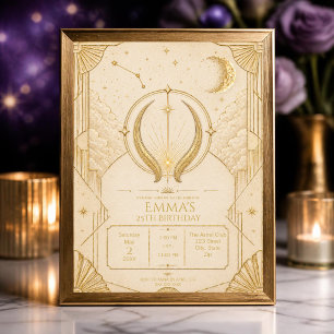 Invitation d'anniversaire Taureau Zodiaque Crème