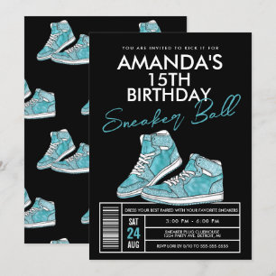 Invitation d'anniversaire Teal Sneaker Ball