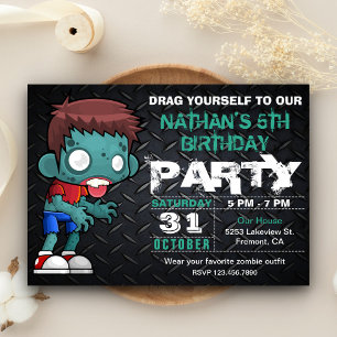 Invitation d'anniversaire tenue de Zombie Boy pour