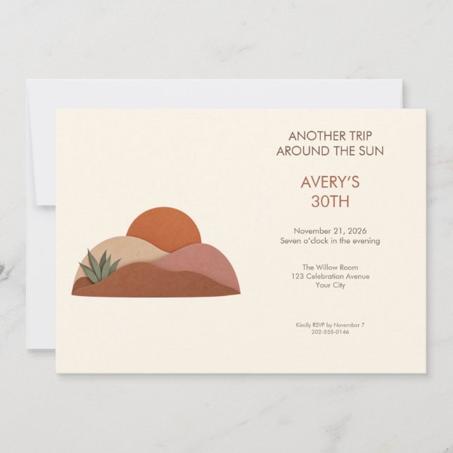 Invitation d'anniversaire Terracotta Desert Sun (Devant)