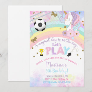 Invitation d'anniversaire tête de licorne et fille