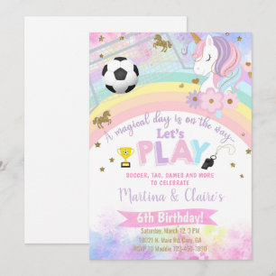 Invitation d'anniversaire tête de licorne et fille