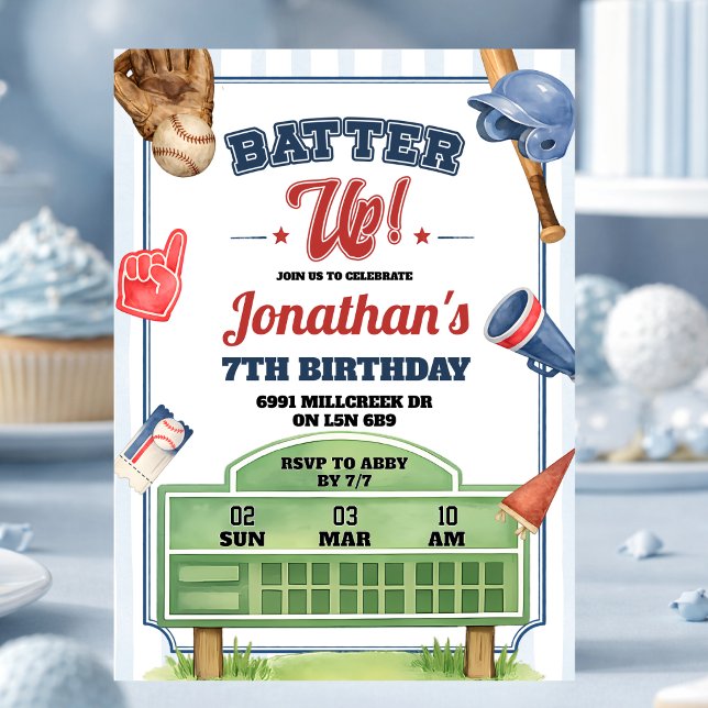 Invitation d'anniversaire thème baseball Batter Up (Créateur téléchargé)