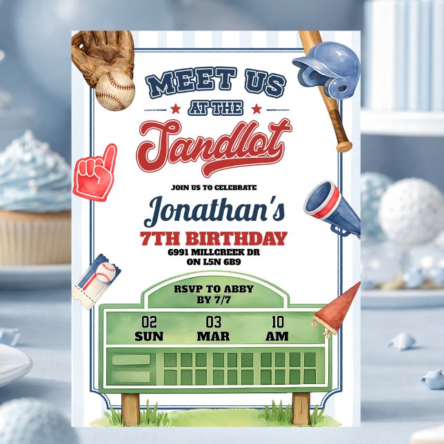 Invitation d'anniversaire Thème Baseball Rencontro (Créateur téléchargé)