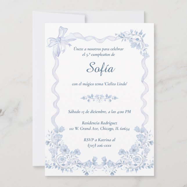 Invitation D'anniversaire Thème Cielito Lindo (Devant)