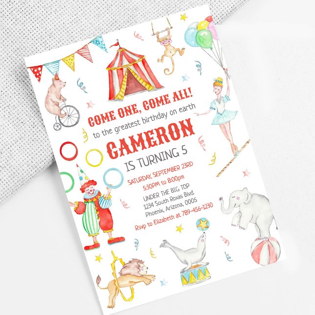 Invitation d'anniversaire thème cirque de carnaval (Créateur téléchargé)