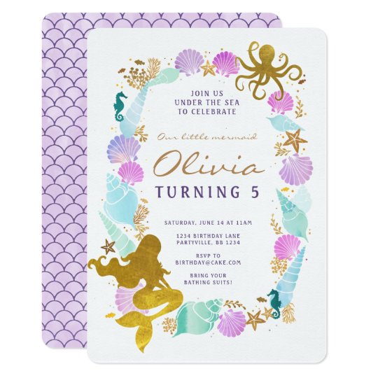 Invitation D Anniversaire Theme De Sirene Zazzle Fr