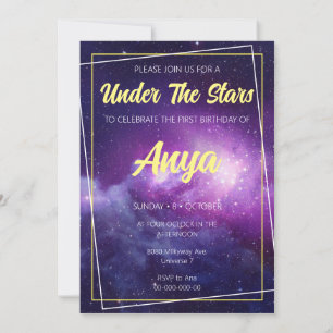 Invitation d'anniversaire thème galaxie