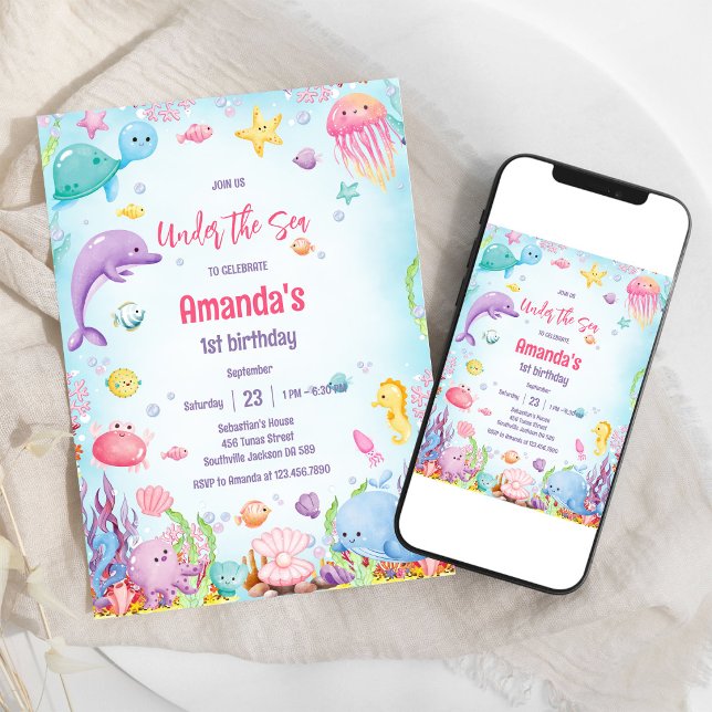 Invitation d'anniversaire thème océan sous la mer (Créateur téléchargé)