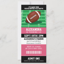 Invitation d'anniversaire Ticket de Football Fémin