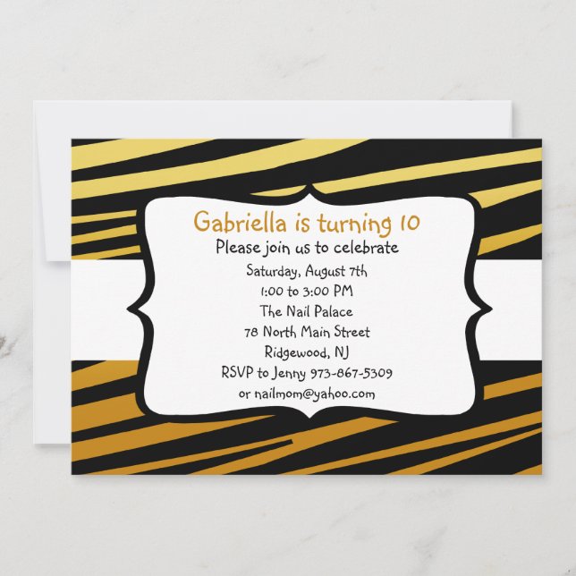 Invitation d'anniversaire tigre rayé (Devant)