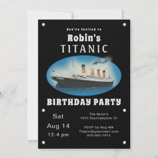 Invitation d'anniversaire Titanic Black