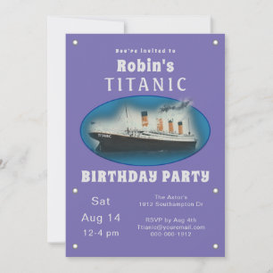 Invitation d'anniversaire Titanic Purple
