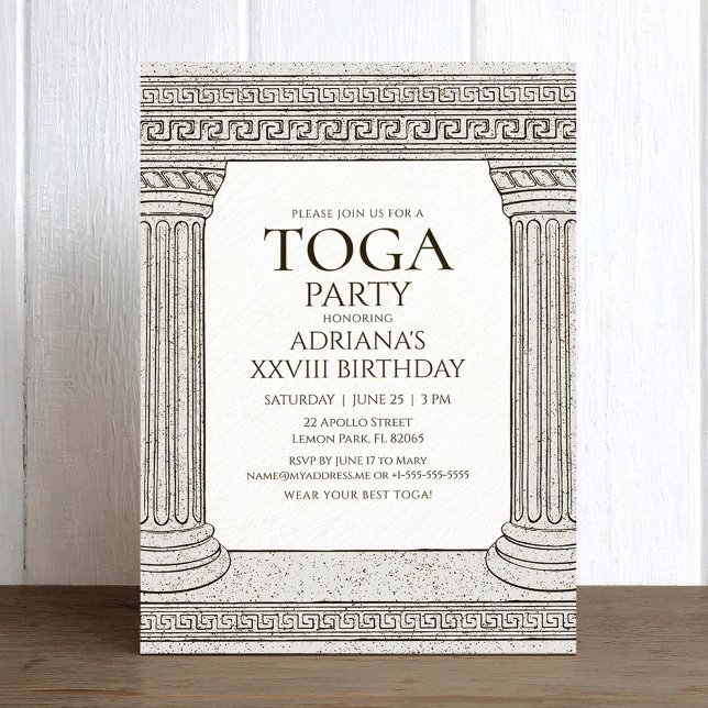 Invitation d'anniversaire Toga Party avec thème ro (Créateur téléchargé)