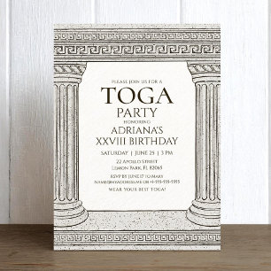 Invitation d'anniversaire Toga Party sur le thème