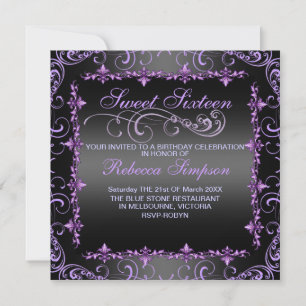 Invitation d'anniversaire tourbillon Sweet Sixteen