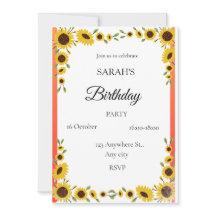 Invitation d'anniversaire tournesol