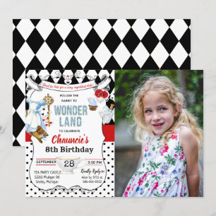 INVITATION D'ANNIVERSAIRE TOUT ÂGE - Alice au pays
