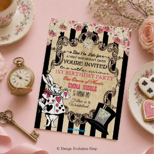 INVITATION D'ANNIVERSAIRE TOUT ÂGE - Alice au pays
