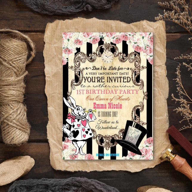INVITATION D'ANNIVERSAIRE TOUT ÂGE - Alice au pays (Créateur téléchargé)