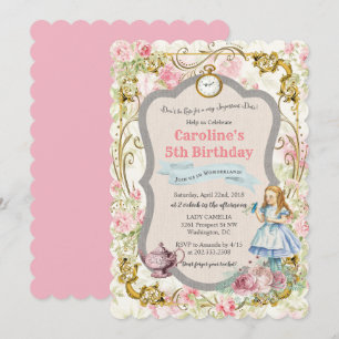 INVITATION D'ANNIVERSAIRE TOUT ÂGE - Alice au pays